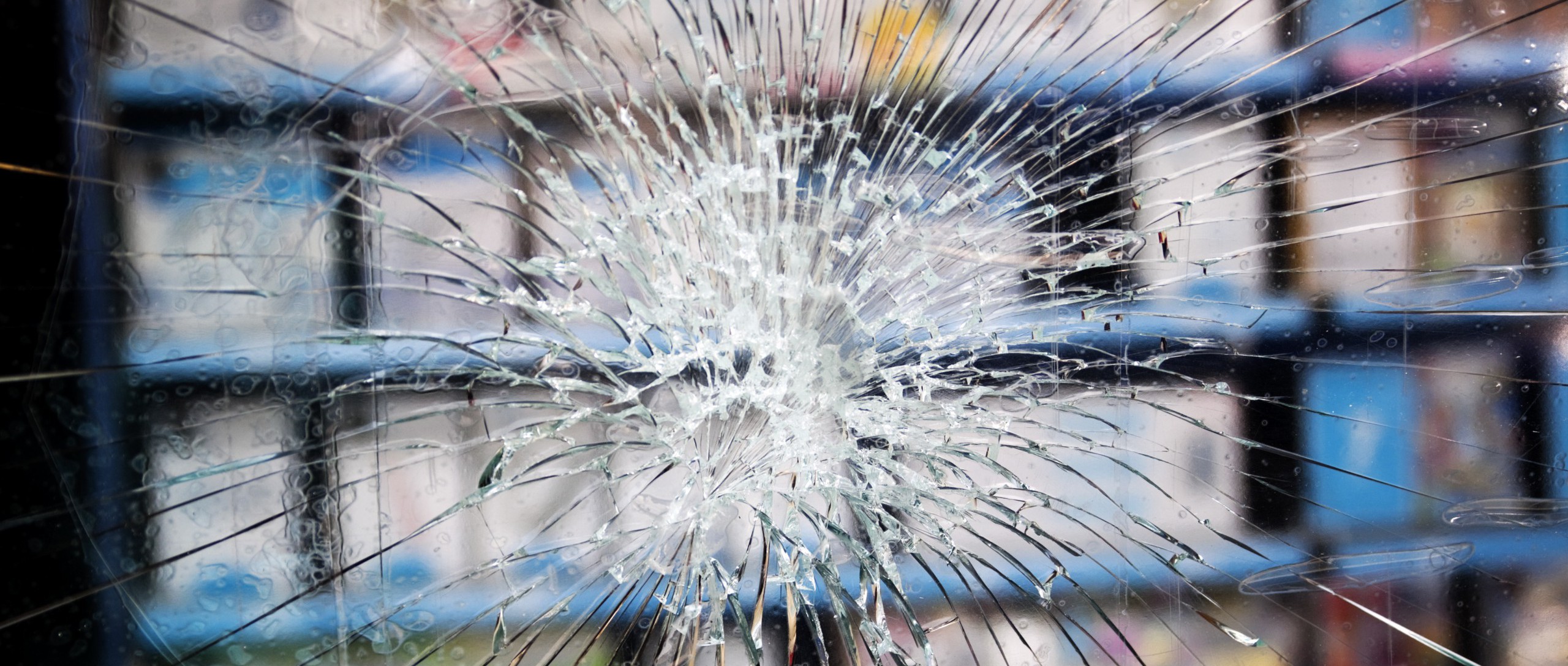 Smashed window with toughened glass