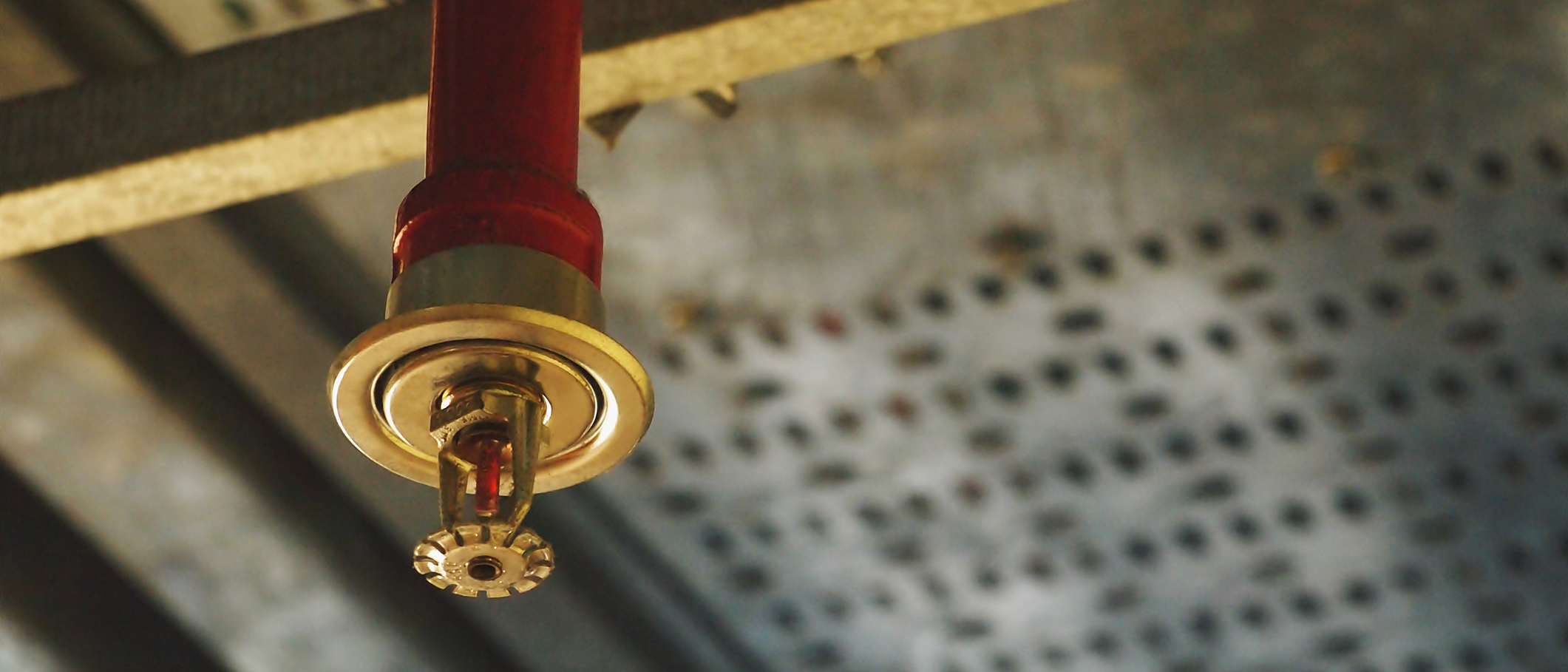 Close up of building fire sprinkler system