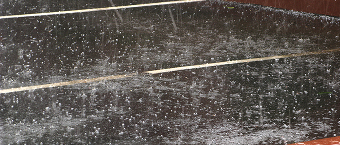 Hail on the roof of a building